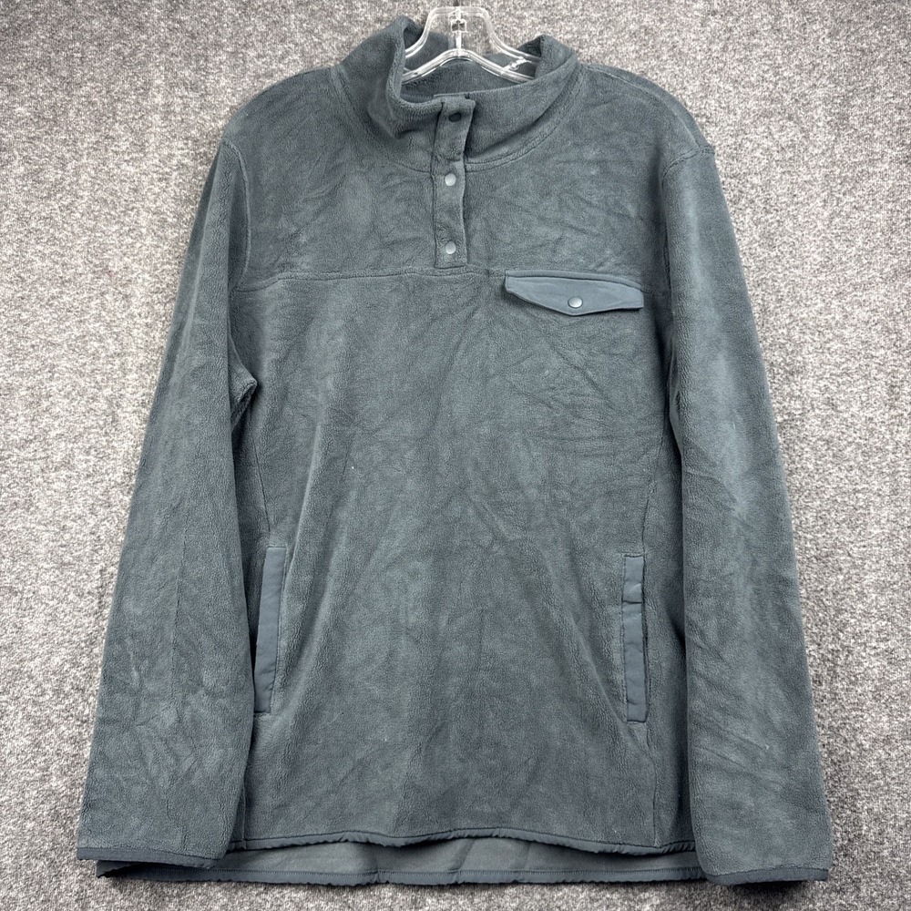 32 Degrees Heat Womens Button Snap Fleece Pullover Forest Green Outdoor XL